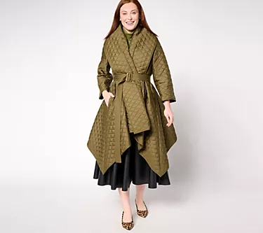 Carla Rockmore Collection Petite Asymmetric Quilted Coat