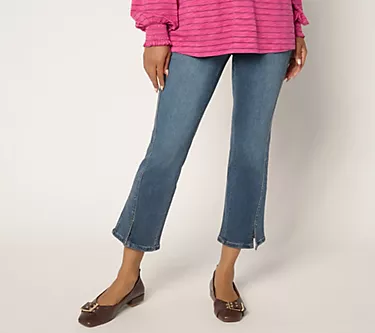 Belle by Kim Gravel Regular TripleLuxe Denim Seamed Flare Crop