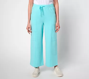 AnyBody Regular Beach Wash French Terry Wide Leg Pants
