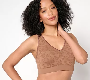 "As Is" Breezies Seamless Floral Jacquard Underwire Bra
