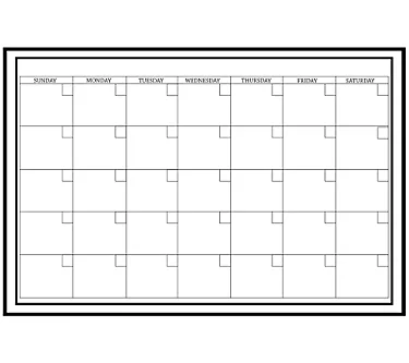 Large White Monthly Dry Erase Calendar Decal