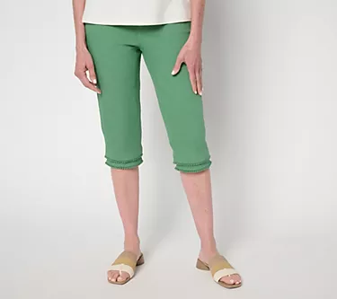 Denim & Co. Petite Classic Stretch Skimmer Jean w/ Picot Trim