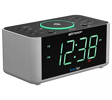 Emerson Alarm Clock Radio and Wireless Phone Ch arger
