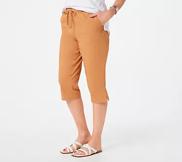 Denim & Co. Petite Casual EasyWear Twill Pull-On Skimmers