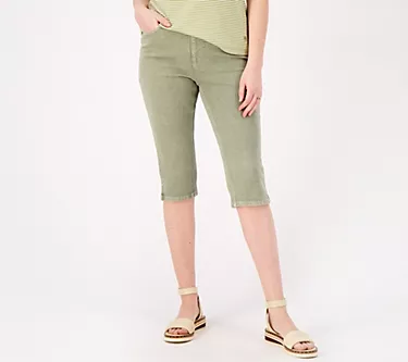 Isaac Mizrahi Live! Tall Knit Denim Pull On Pedal Pushers