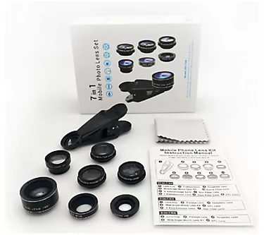 Xqisit 7-in-1 Mobile Photo Camera Lens Set with Case for Smartphone