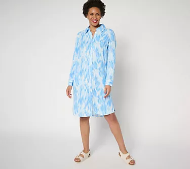 Denim & Co. Beach Regular Cotton Gauze Button Front Dress