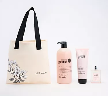 philosophy 3-piece grace fragrance layering set w/ floral tote