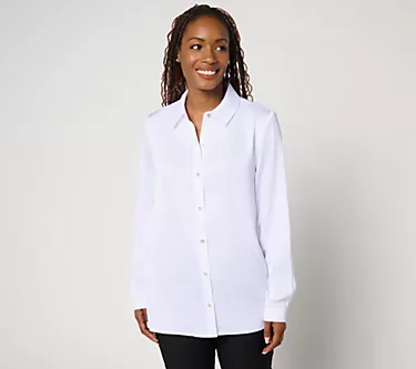 nicole by Nicole Miller Petite Updated Boyfriend Blouse