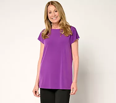 Susan Graver Regular Modern Essentials Liquid Knit Boatneck Tunic
