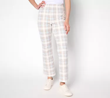 Susan Graver Weekend Petite Printed Premium Stretch Boot Cut Pants
