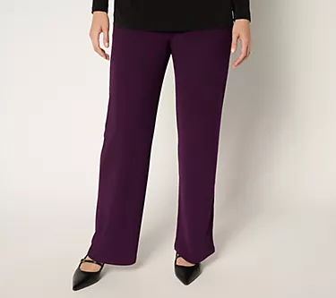 Susan Graver Regular Textured Liquid Knit Wide Leg Pant