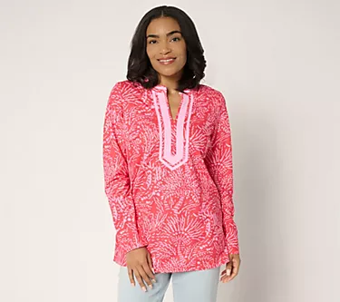 Bellisima by Kim Gravel Regular Cabana Knit Palm Trim Tunic 1 85455-bellisima-by-kim-gravel-regular-cabana-knit-palm-trim-tunic-1.webp