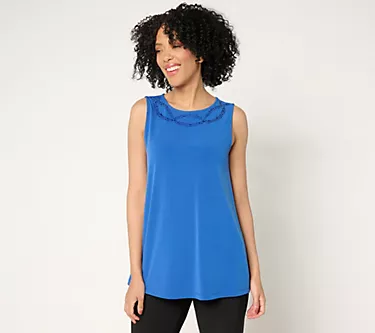 Susan Graver Artisan LK Luxe A-line Embellished Sleeveless Top