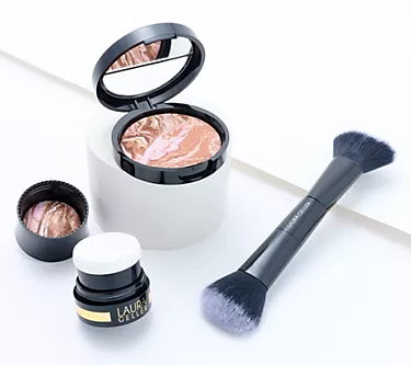 Laura Geller Bronze & Brighten Home & Away Set with Brush