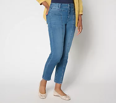 LOGO by Lori Goldstein Regular Indigo Split Hem Ankle Jeans