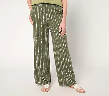 Denim & Co. Beach Petite Jersey Full Length Wide-Leg Pant