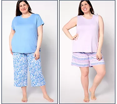 MUK LUKS Petite Cloud Knit Short, Capri, Tee, & Tank PJ Set