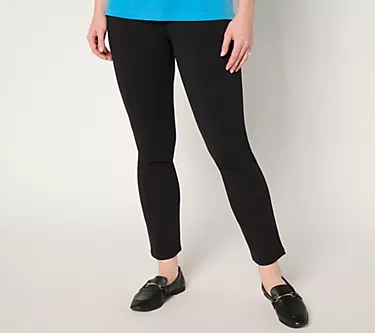 Susan Graver Weekend Regular Cotton Ponte Slim-Leg Ankle Pants