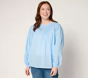 87264-logo-lavish-by-lori-goldstein-100-cotton-balloon-sleeve-smocked-blouse-1.webp