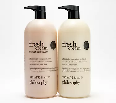 philosophy super-size fresh cream & warm cashmere shower gel duo