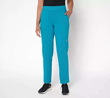 Denim & Co. Active Petite French Terry Straight Leg Cargo Pant