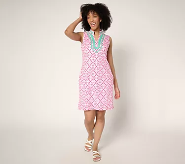 Belle Body by Kim Gravel Petite Geo Athletic Jersey Preppy Dress