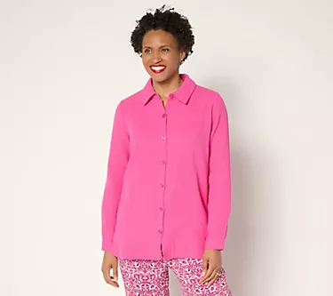 Belle Beach by Kim Gravel Petite Cotton Gauze Dolphin Hem Big Shirt