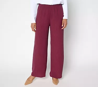Susan Graver Regular Textured Woven Wide Leg Pull-On Pant