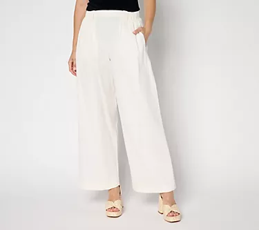 LOGO by Lori Goldstein Petite Textured Full Length Pants