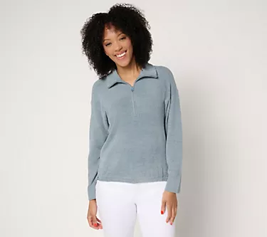 Barefoot Dreams CozyChic Ultra Lite Half Zip Pointelle Pullover