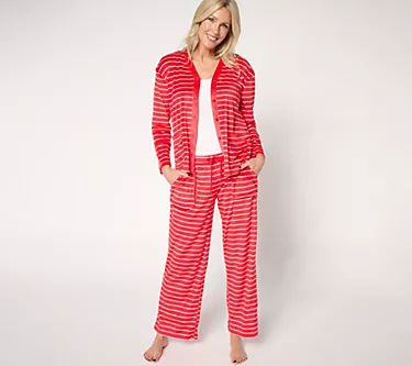 MUK LUKS Velour Bed Jacket and Pant Pajama Set