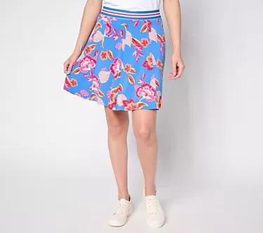 Susan Graver Courtside Social Petite Liquid Knit 8-Gore Skort
