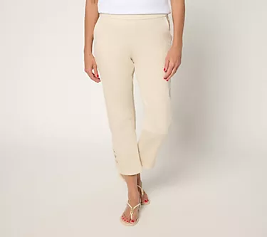 Martha Stewart Signature Tall Colored Denim Crop w Button Detail