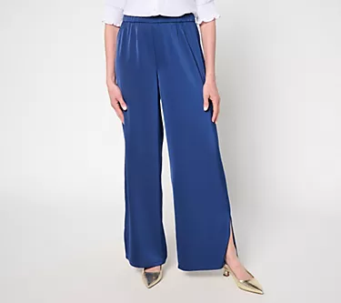 Dennis Basso Regular Stretch Woven Wide Leg Pull-On Pant