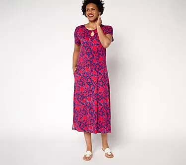 Quacker Factory Short Starlet Keyhole Maxi Dress