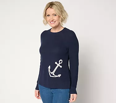 Belle by Kim Gravel Anchor Shaker Knit Sweater