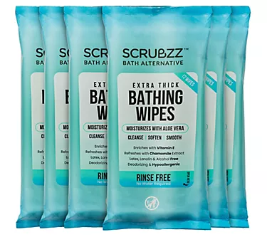 SCRUBZZ Ultra-Thick Rinse Free Bathing Wipes 72pc