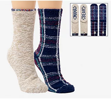 Dearfoams Ladies' Set of 2 Mama Bear Lounge CreSocks