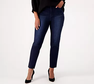 Girl With Curves Raw Hem Petite Girlfriend Jeans