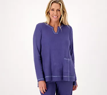 LOGO Lounge by Lori Goldstein Brushed Loop French Terry Top