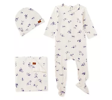 MiniMoi Baby Girls Floral Rayon from Bamboo Toile Footie Set