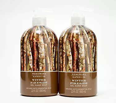 HomeWorx by Slatkin + Co. S/2 22oz Winter Fireside Soaps