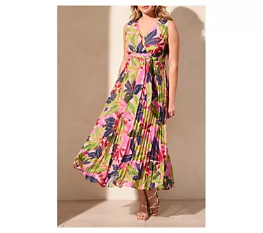 Tribal Surplice Plissee Maxi Dress