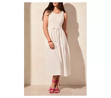 Tribal Mixmedia Sleeveless Boat Neck Maxi Dress
