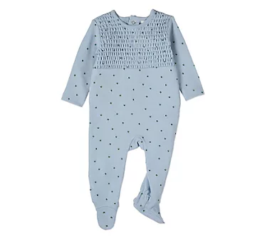 MiniMoi Baby &Toddler Blueberries Smocked 100%Cotton Footie
