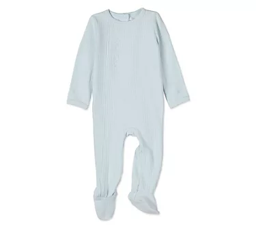 MiniMoi Baby Mon Etoile Cotton Rich Pointelle Blue Footie