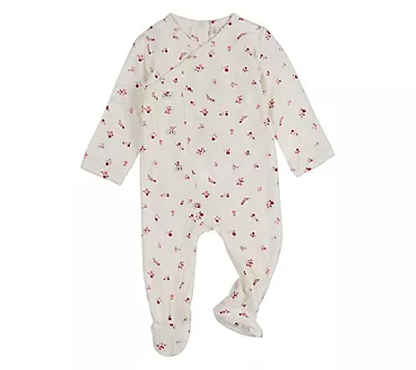 MiniMoi Baby Blissful Blossoms Crossover Neckline Footie