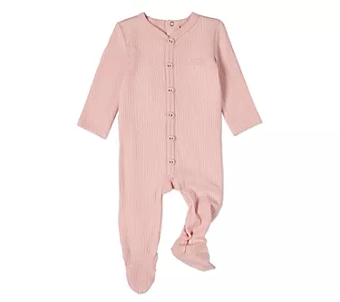 MiniMoi Baby and Toddler Solid Color Ribbed Button-Down Footie