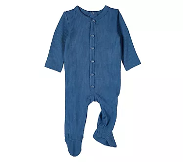 MiniMoi Baby & Toddler Solid Color Ribbed Button-Down Footie